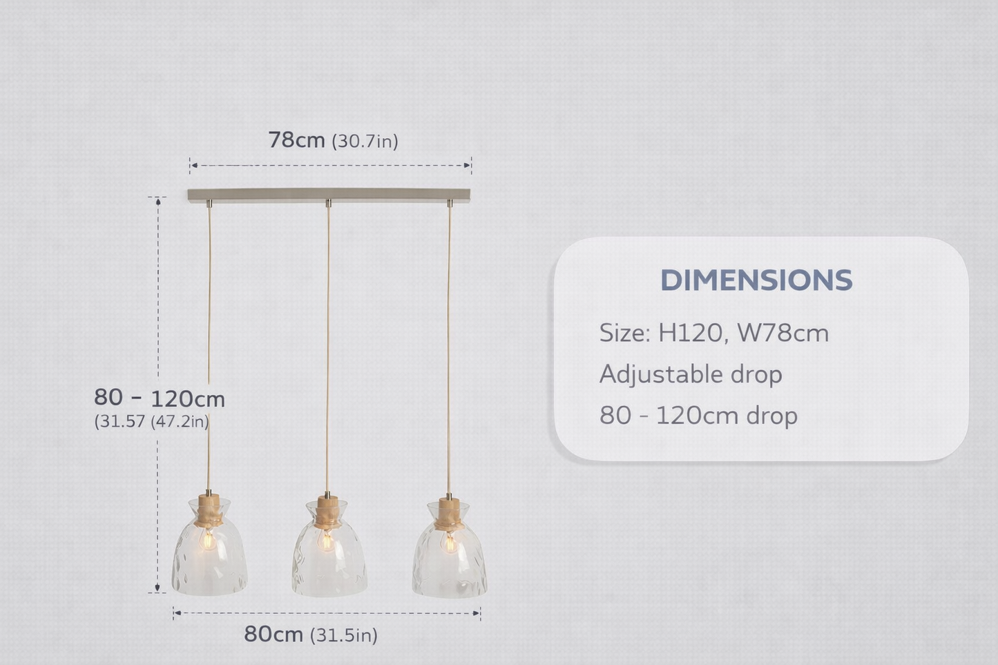 3 Light Glass Bar Pendant Light