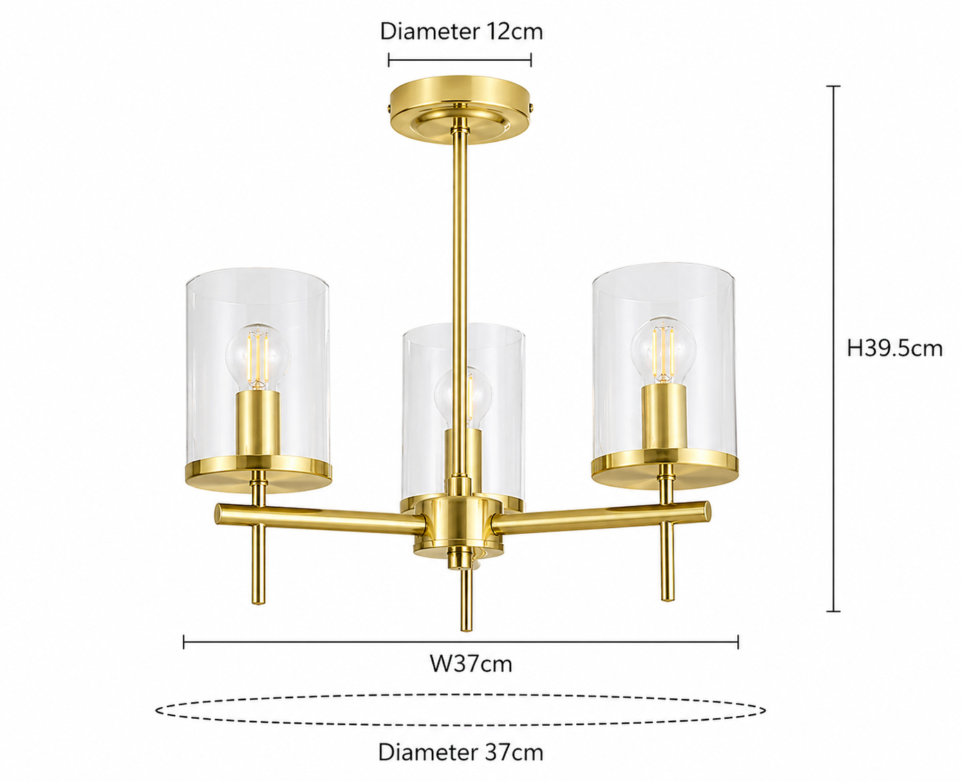 3 Light Brass Ceiling Uplighter