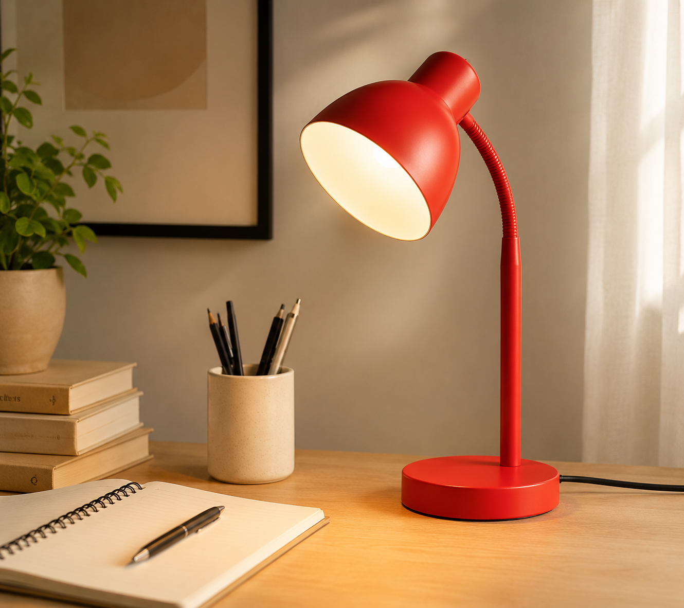 Red Adjustable Desk Lamp