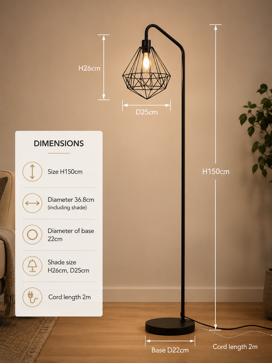 Black Industrial Floor Lamp