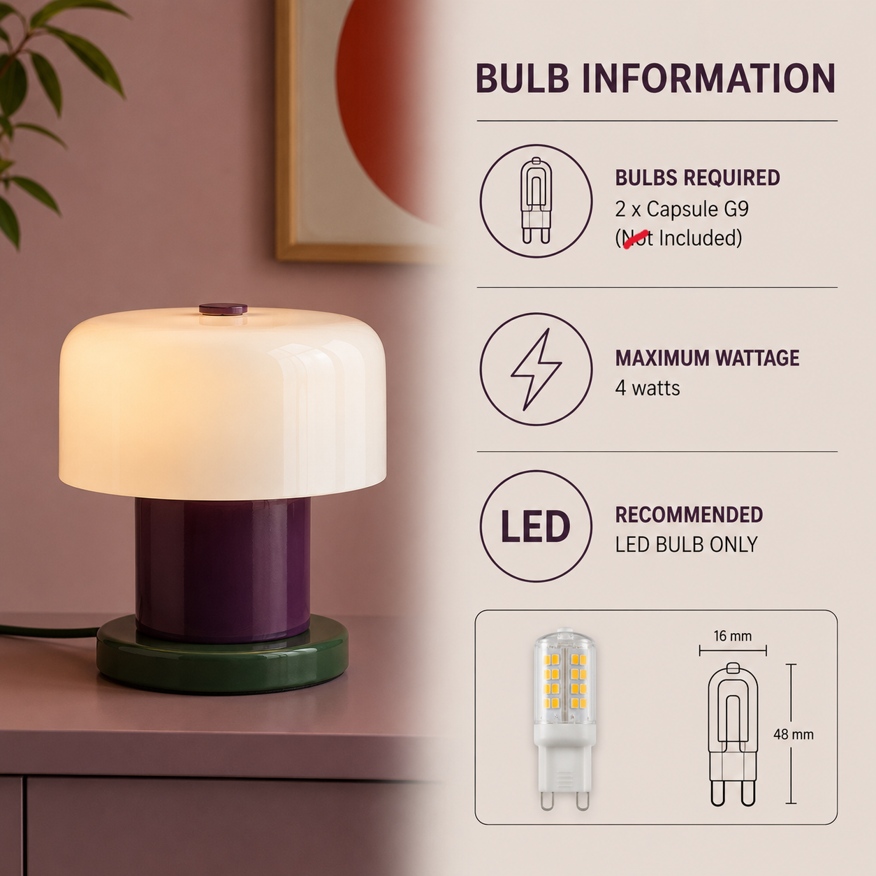 Green Mushroom Touch Table Lamp