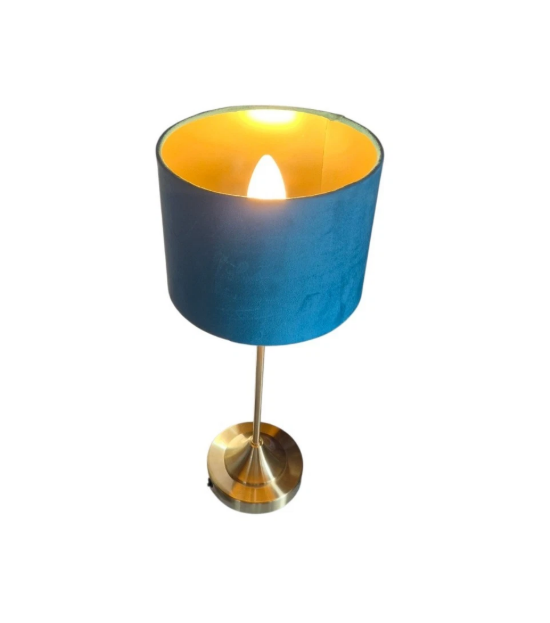 Brushed Brass & Teal Touch Lamp