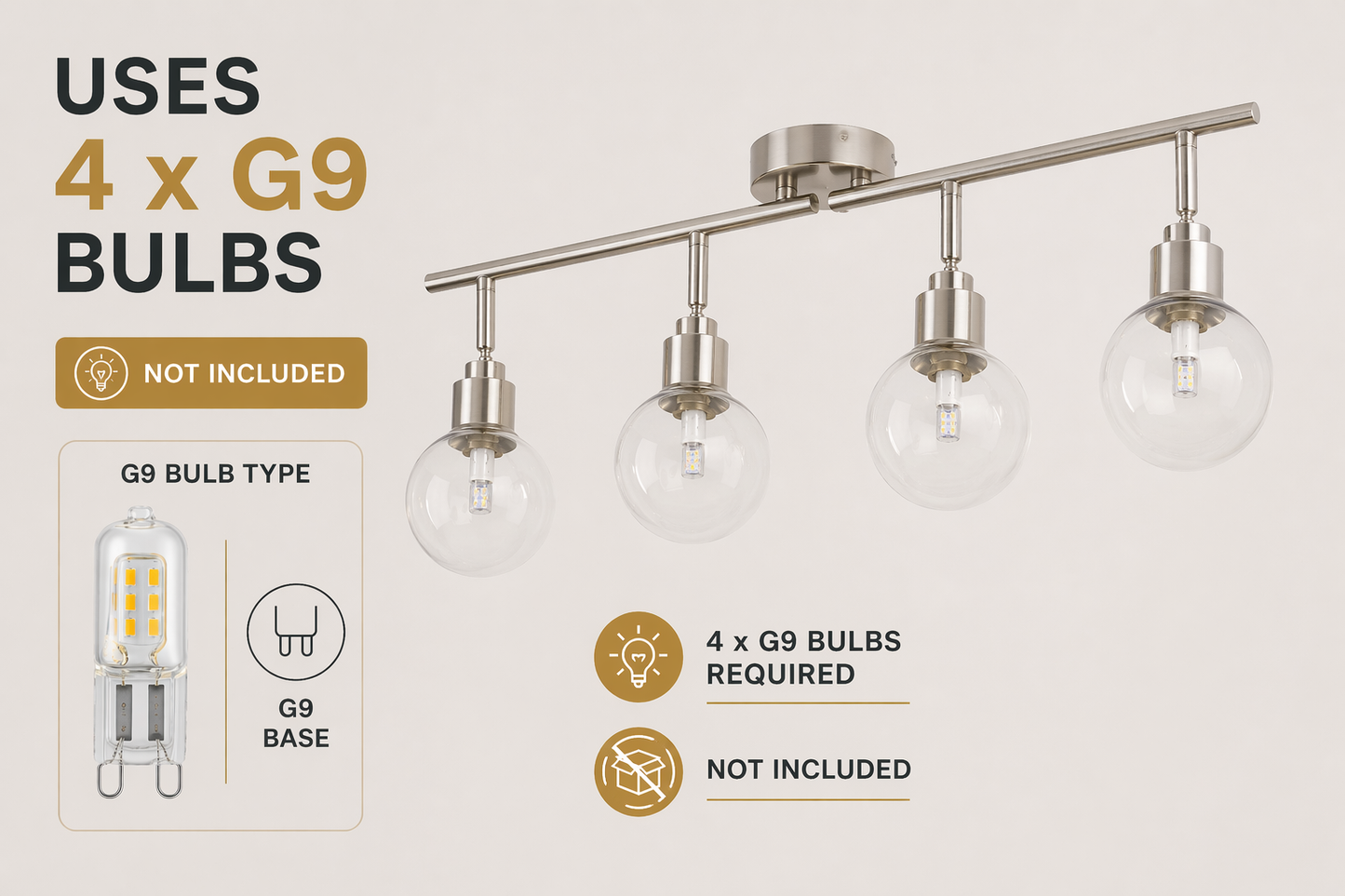 4 Light Chrome Ceiling Spotlight