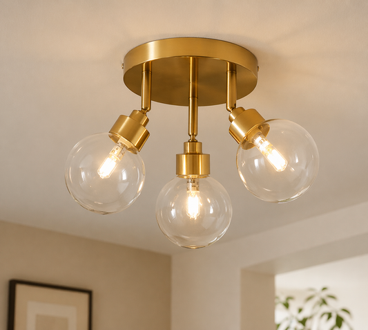 3 Light Brass Ceiling Spotlight