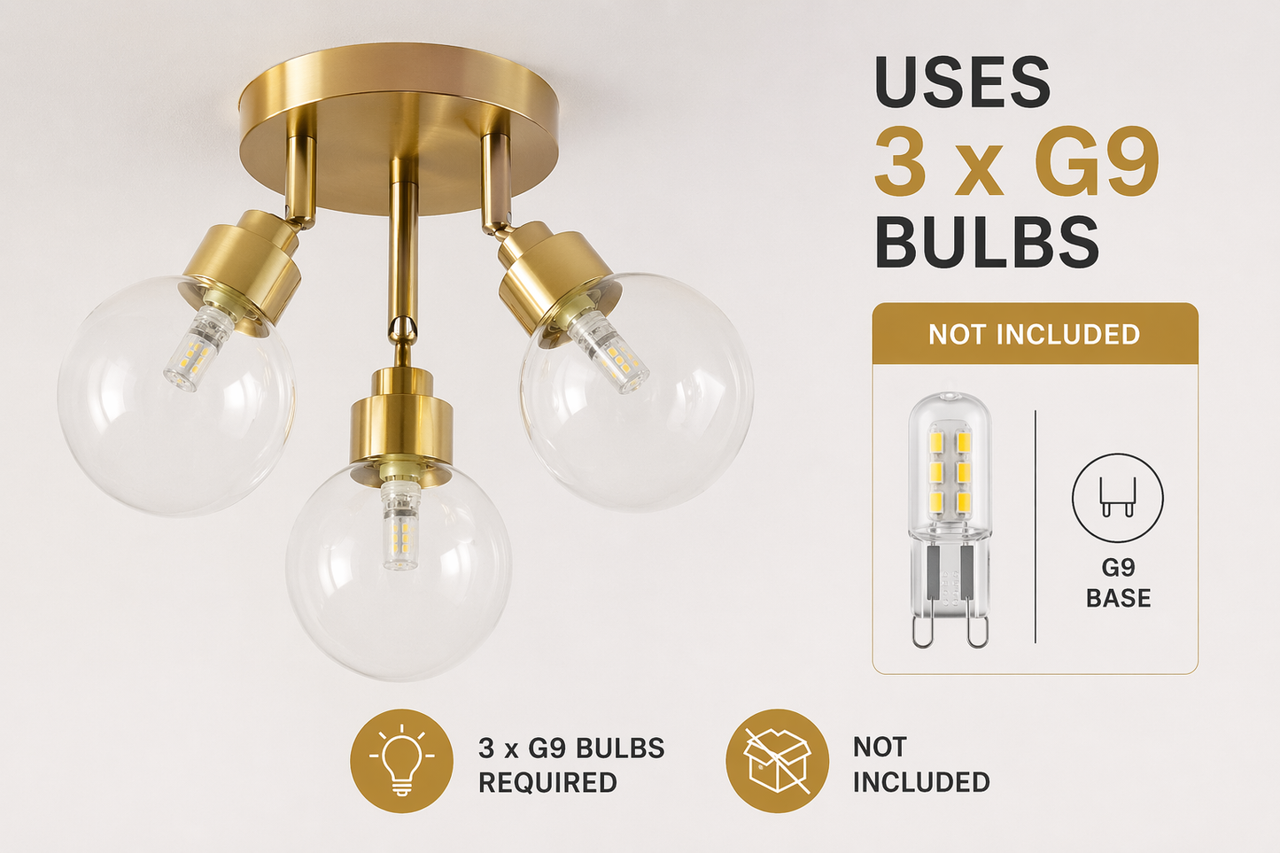 3 Light Brass Ceiling Spotlight