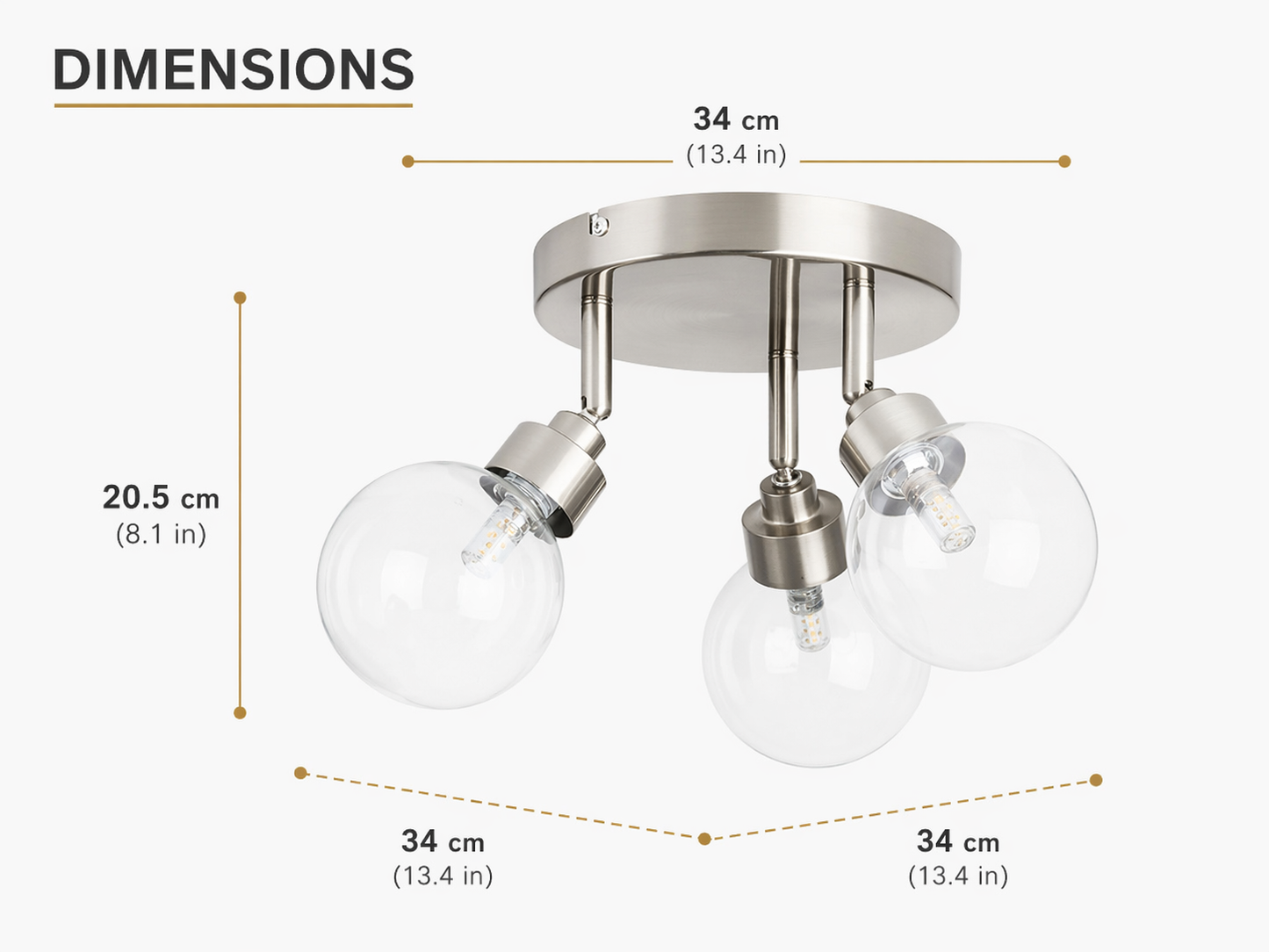 3 Light Brass Ceiling Spotlight