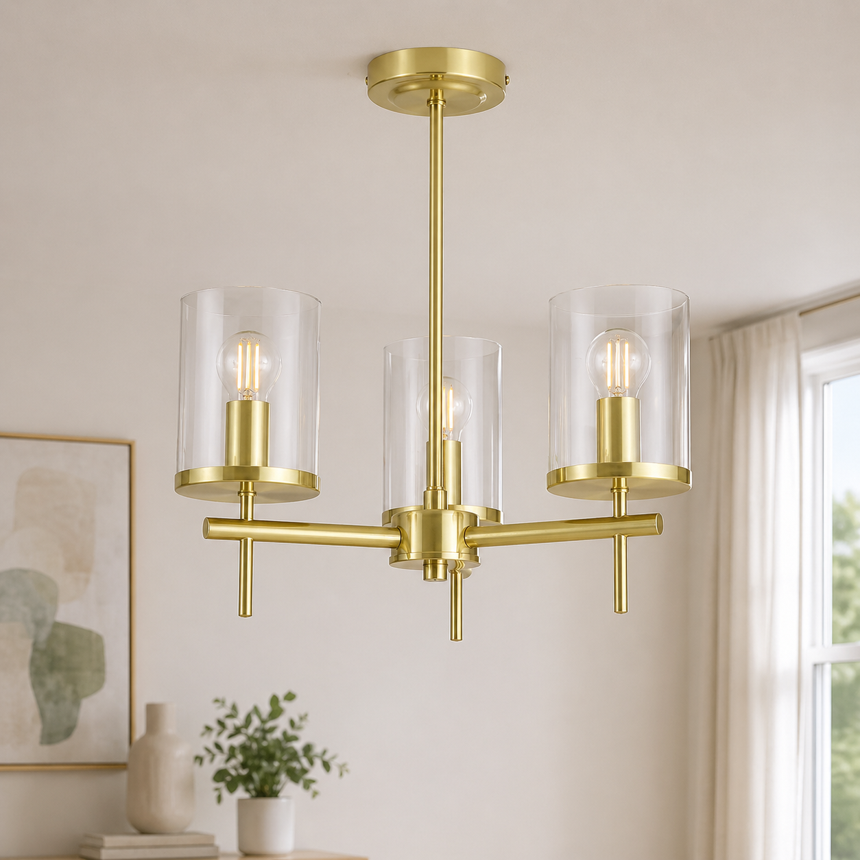 3 Light Brass Ceiling Uplighter