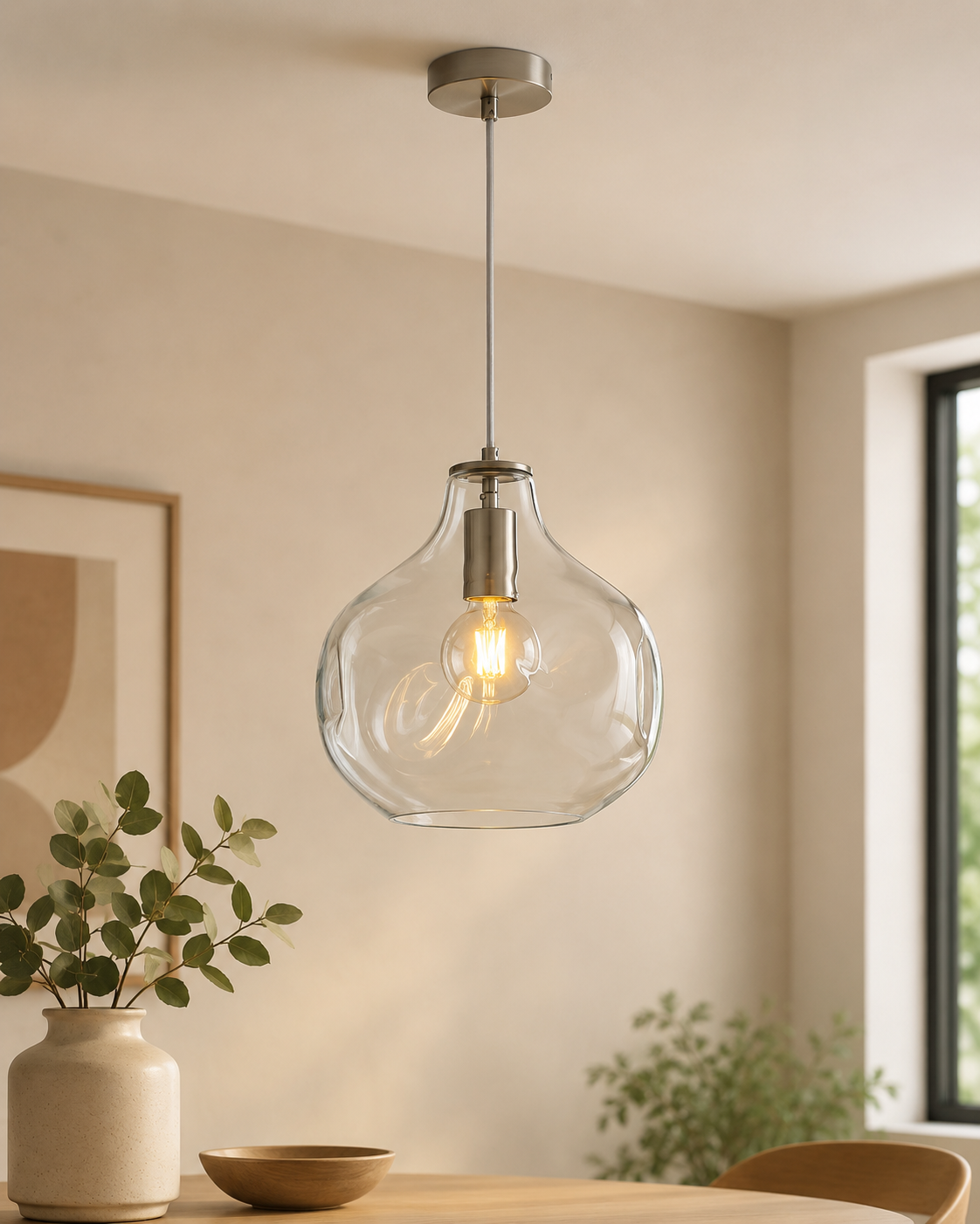 Clear Dimple Glass Pendant Light