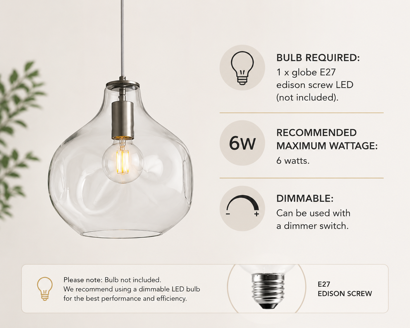 Clear Dimple Glass Pendant Light