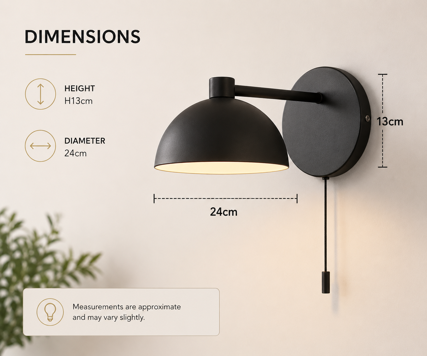 Black Mushroom Wall Light