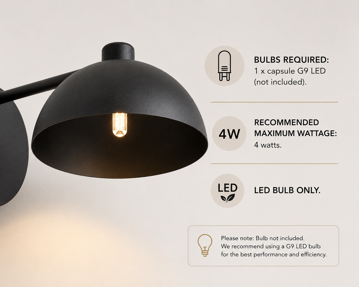 Black Mushroom Wall Light