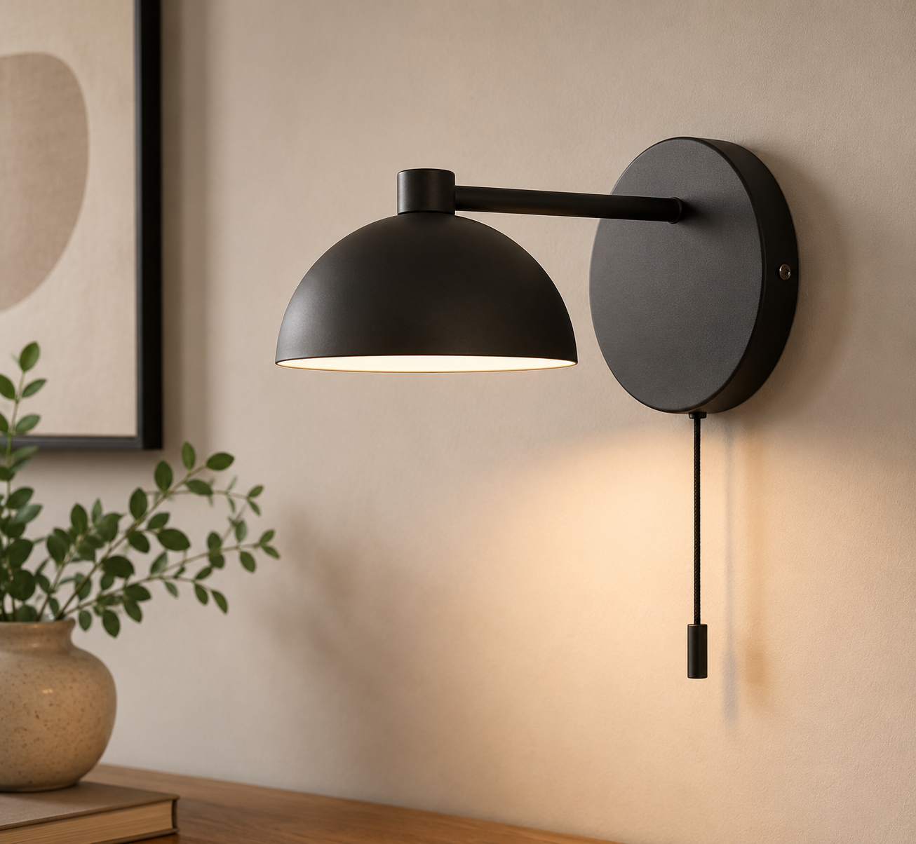 Black Mushroom Wall Light