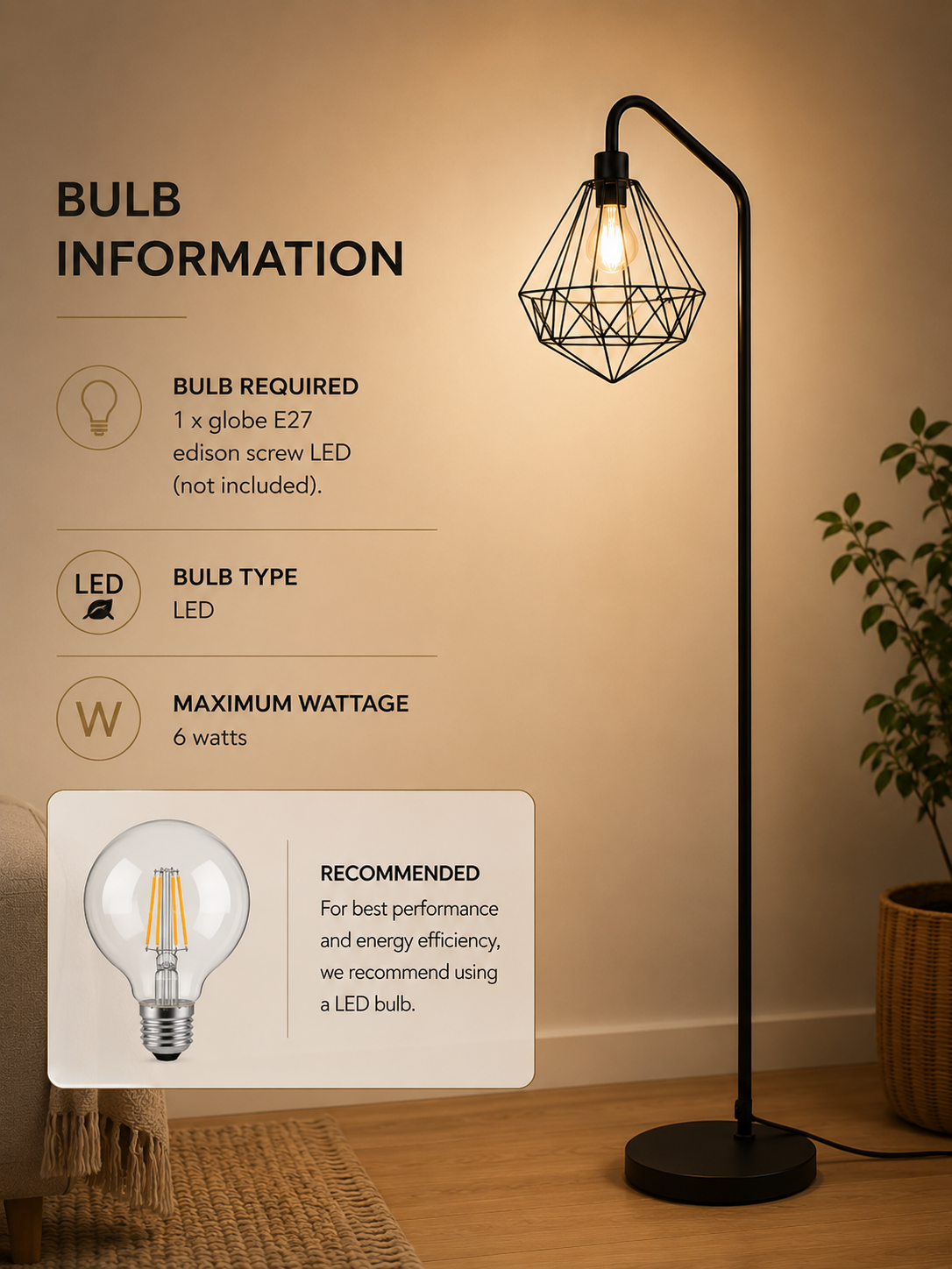 Black Industrial Floor Lamp