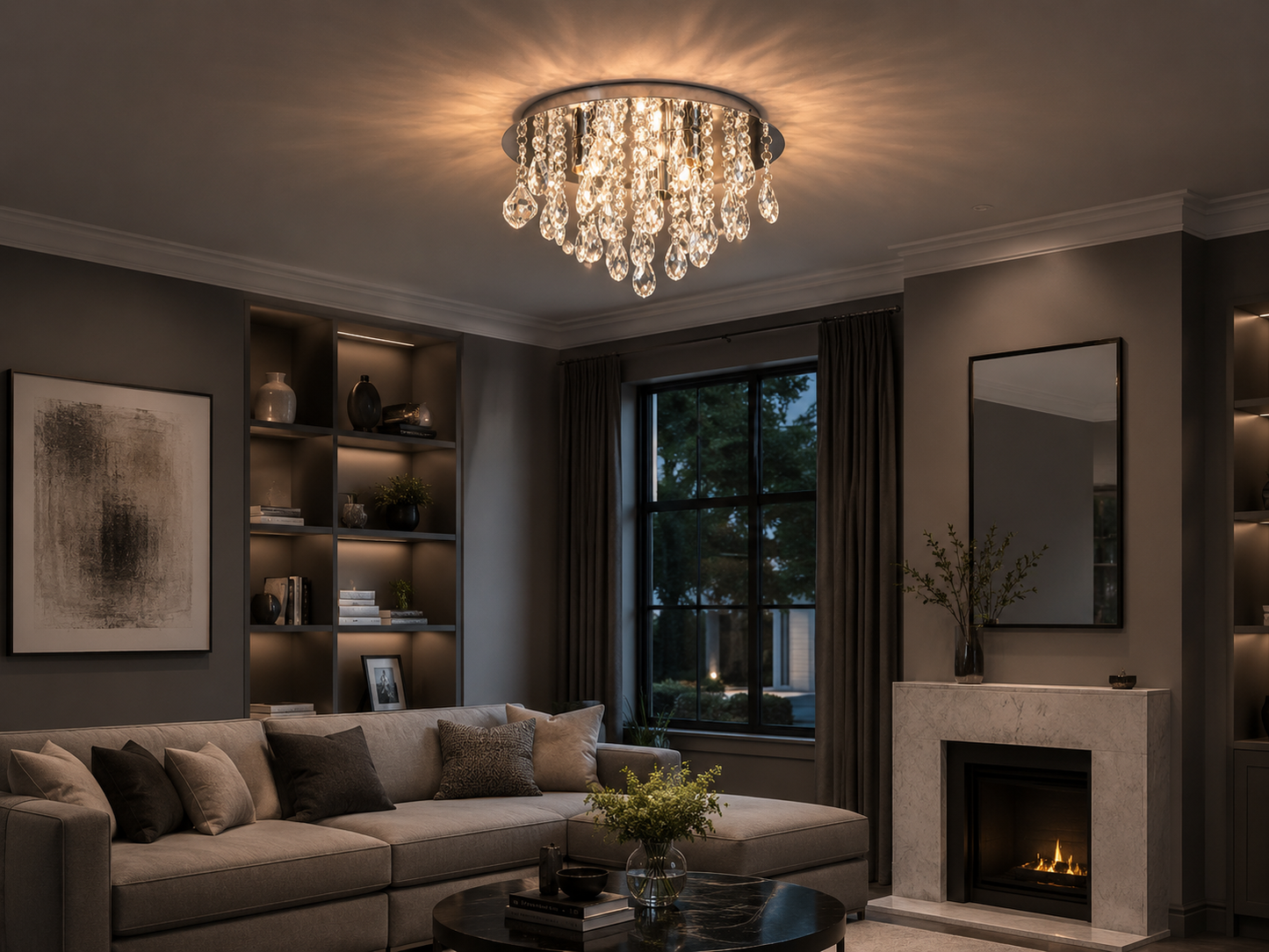 Chrome Glass Droplet Ceiling Light