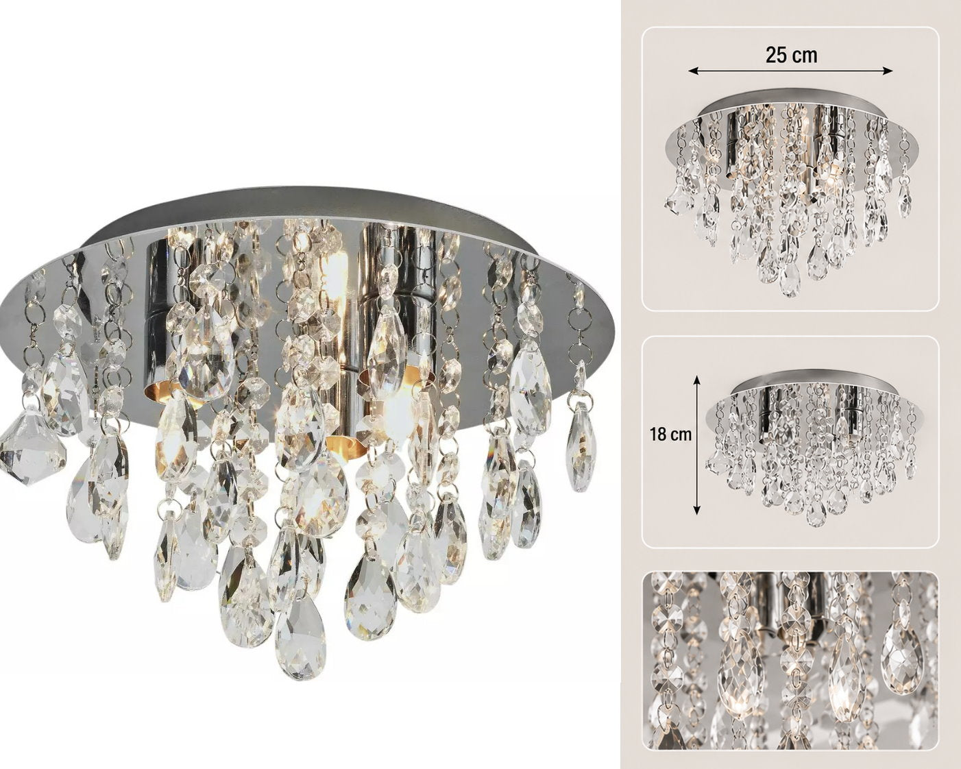 Chrome Glass Droplet Ceiling Light