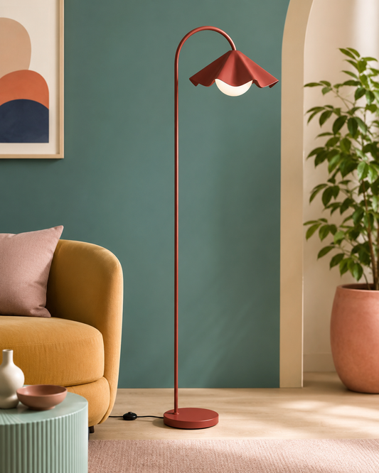 Red Arc Floor Lamp