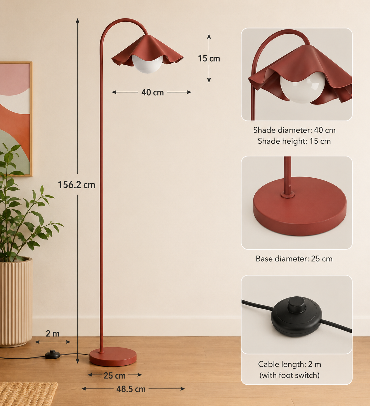 Red Arc Floor Lamp