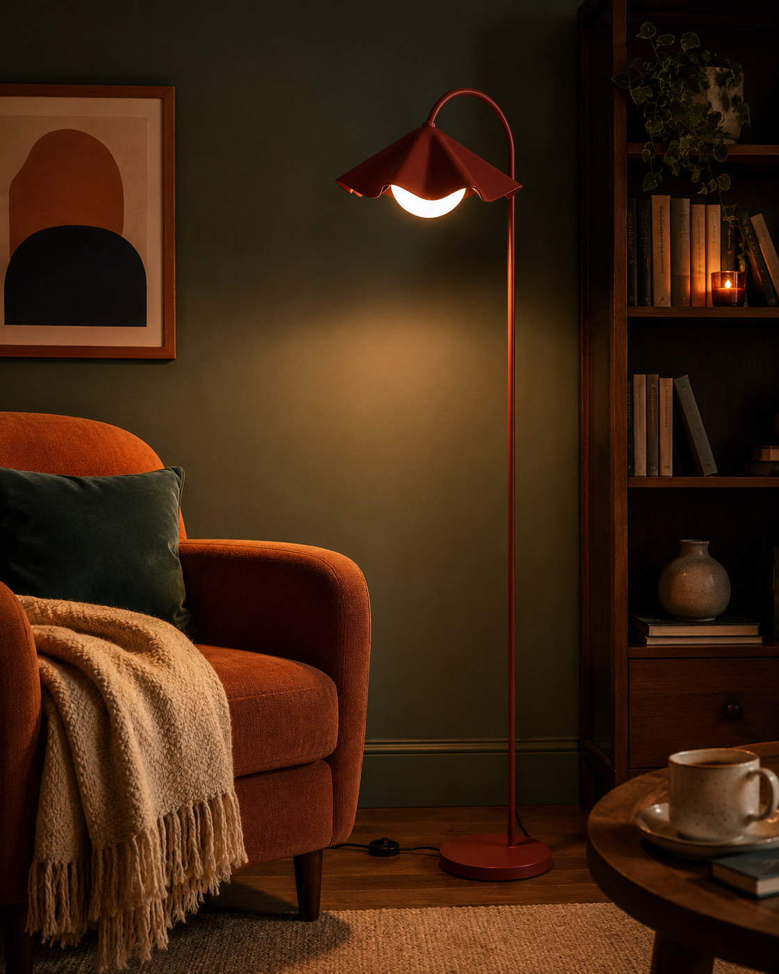 Red Arc Floor Lamp