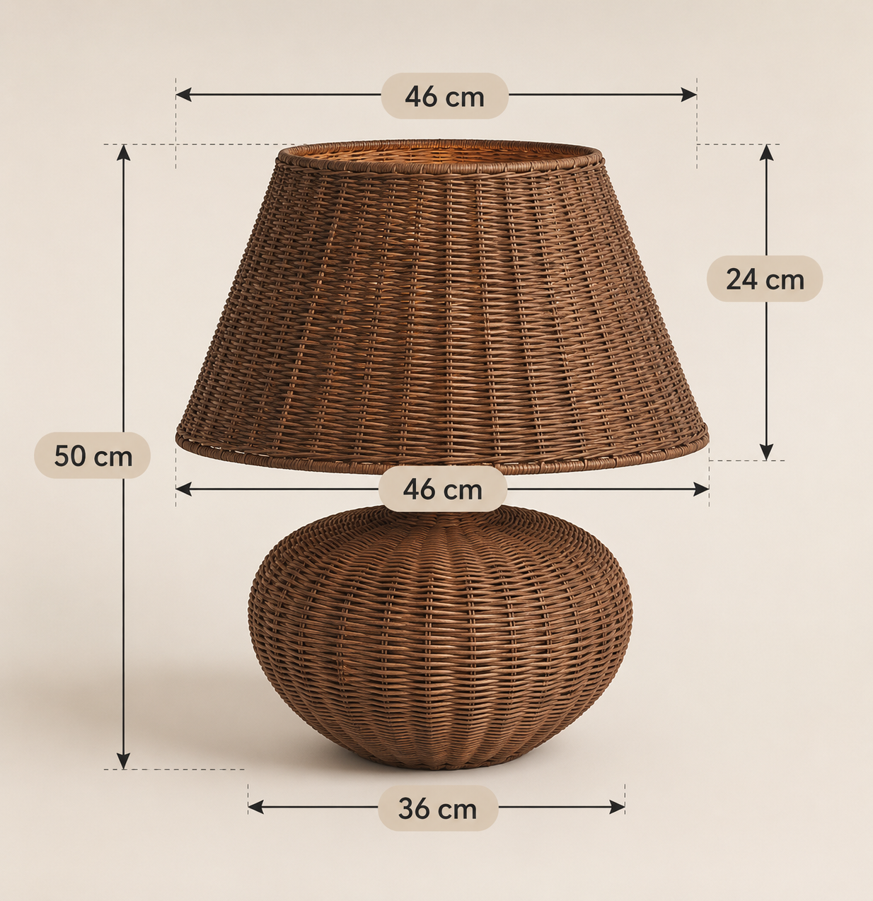 XL Rattan Table Lamp Natural Wicker