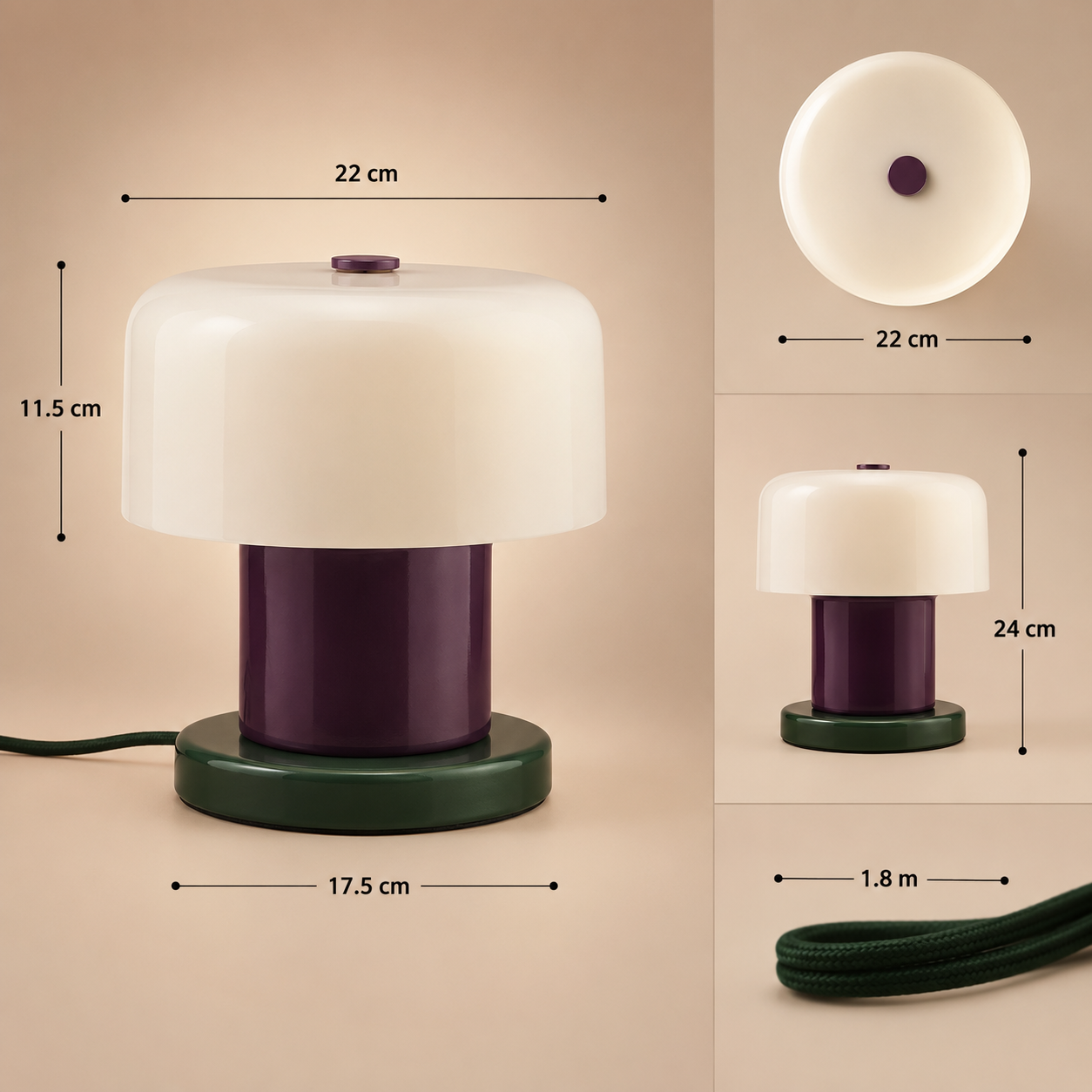 Green Mushroom Touch Table Lamp