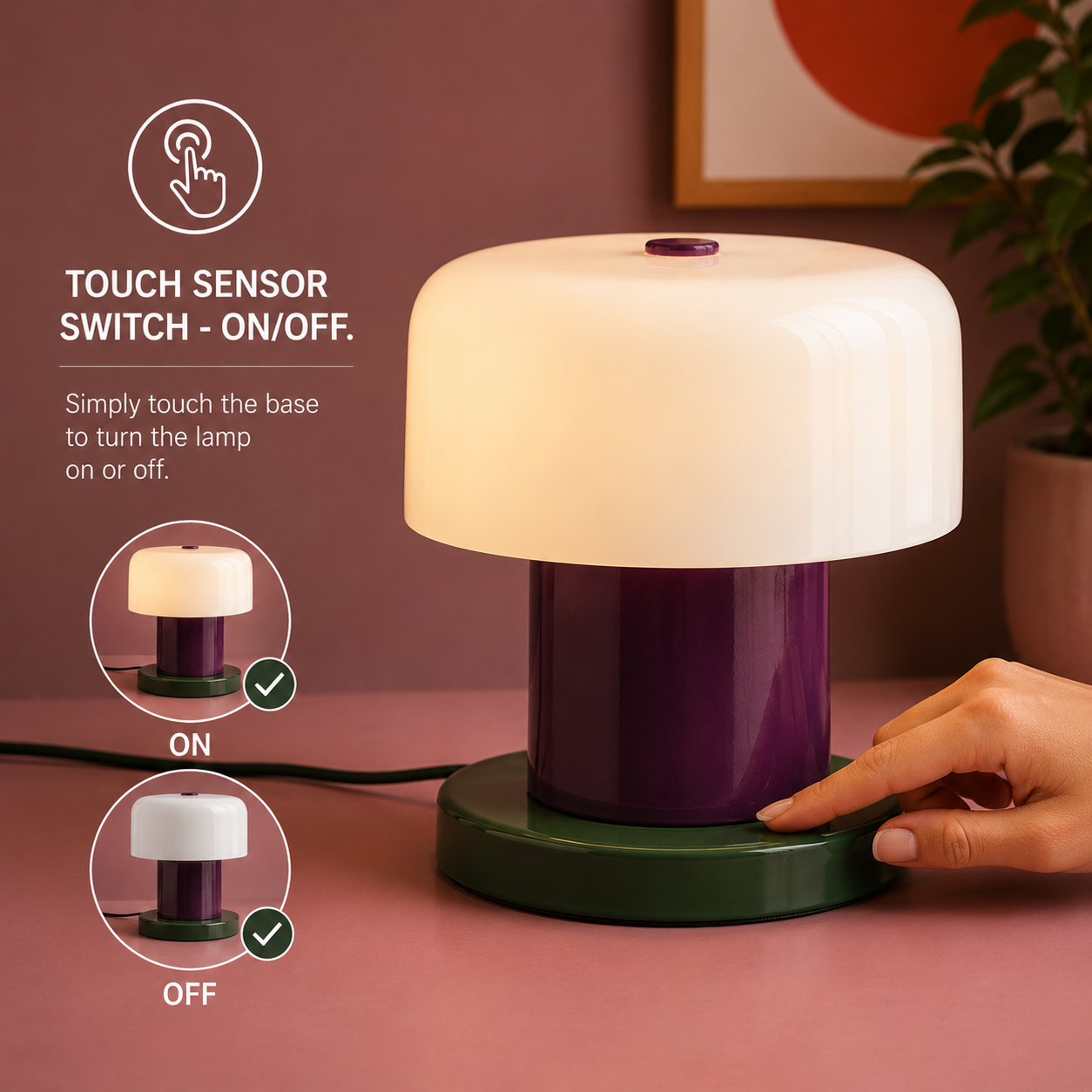 Green Mushroom Touch Table Lamp