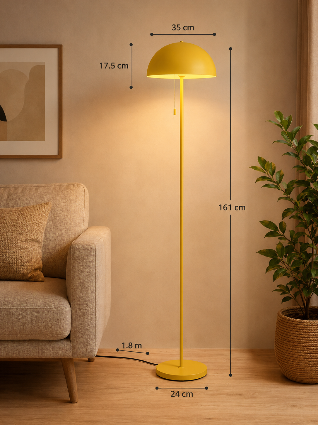 Yellow Mushroom Floor Lamp Retro