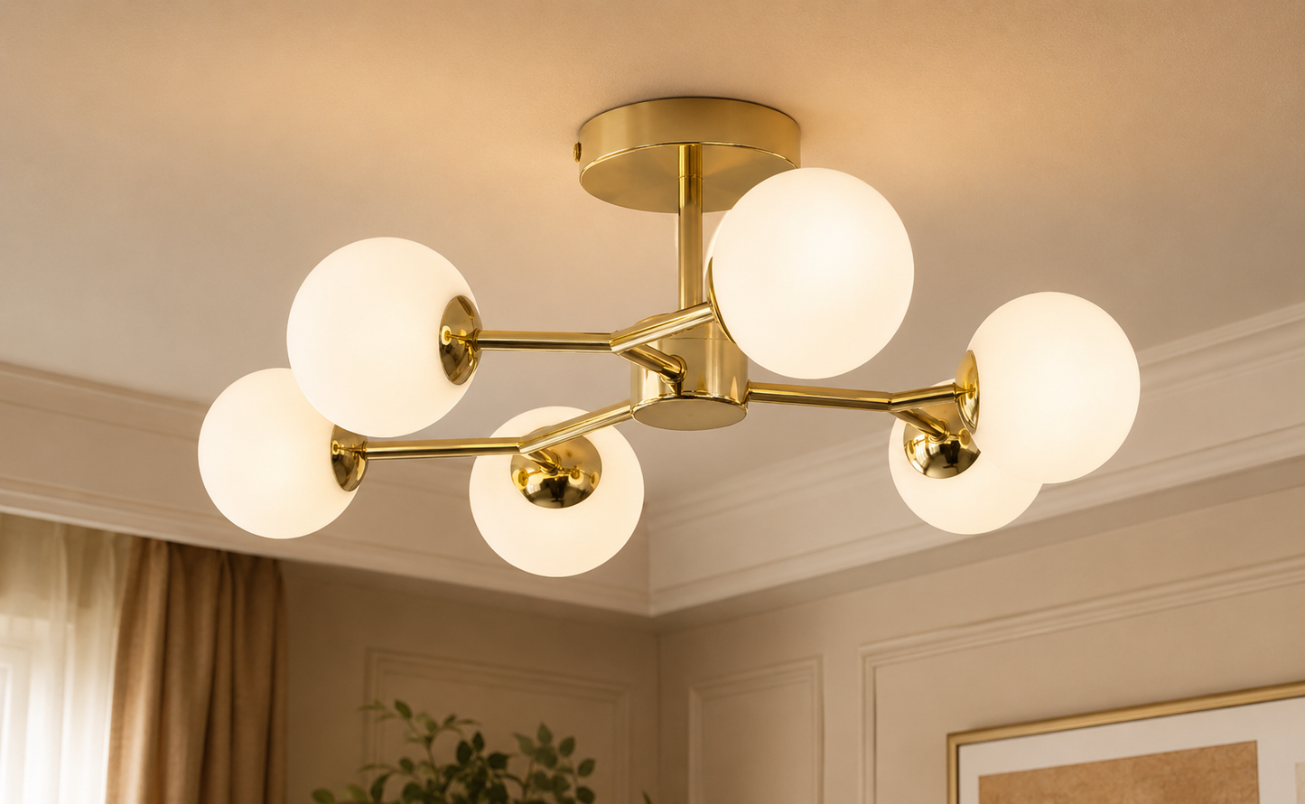Brass Molecular Ceiling 6 Light
