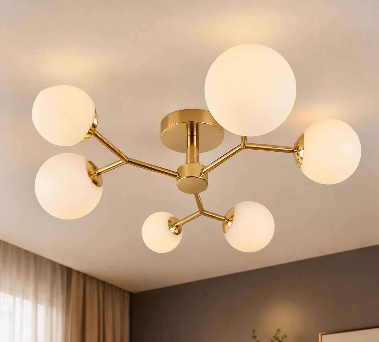 Brass Molecular Ceiling 6 Light