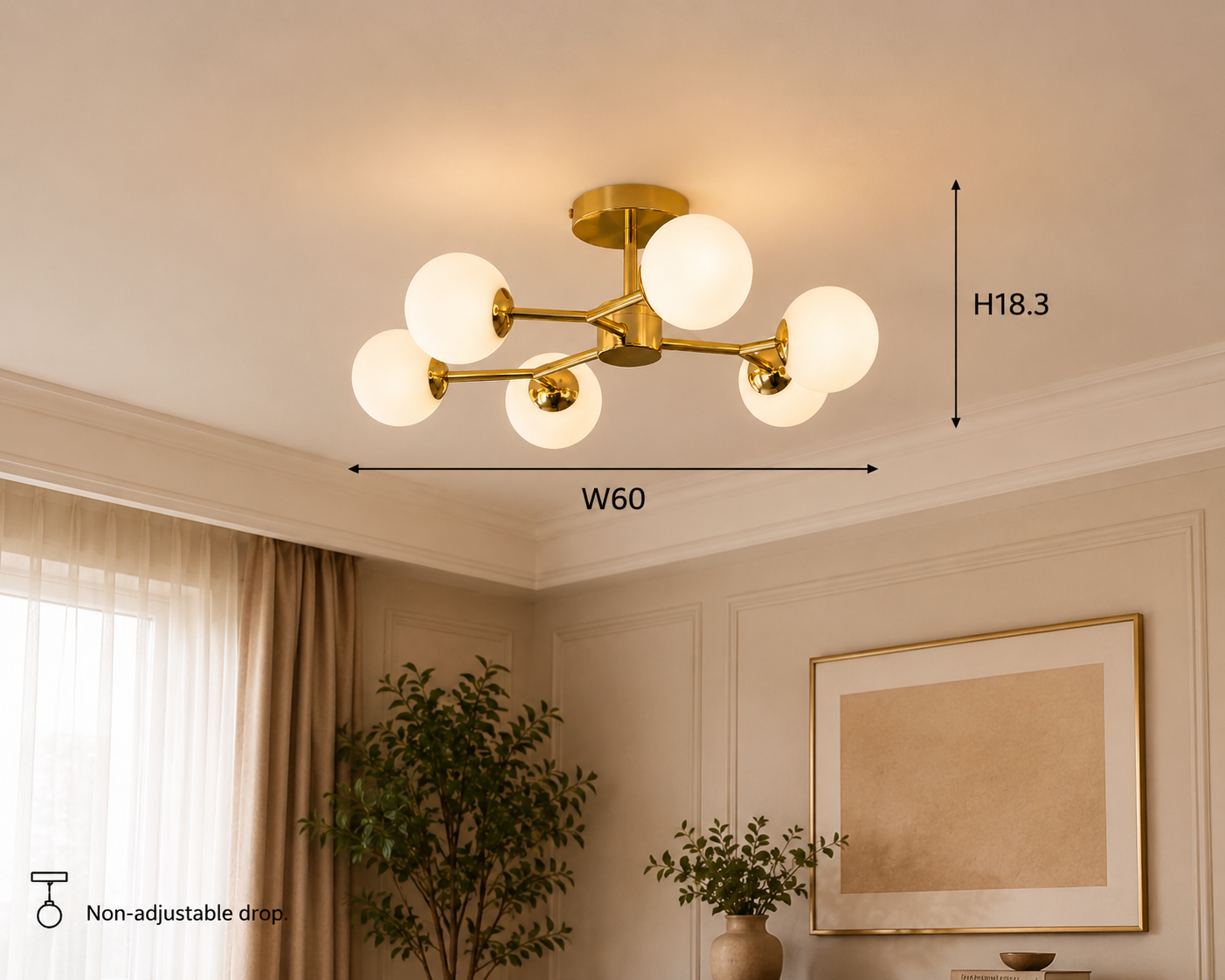 Brass Molecular Ceiling 6 Light