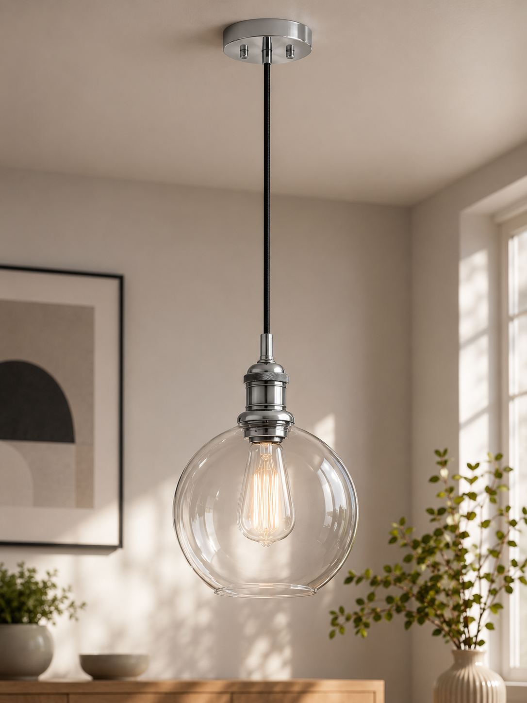 Industrial Vintage Globe Pendant Light