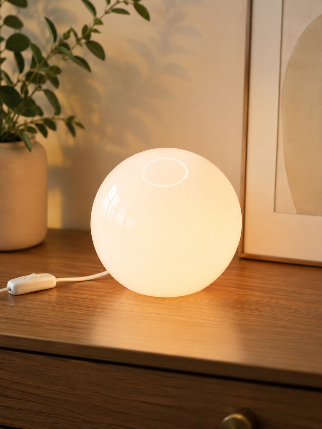 White Glass Globe Table Lamp