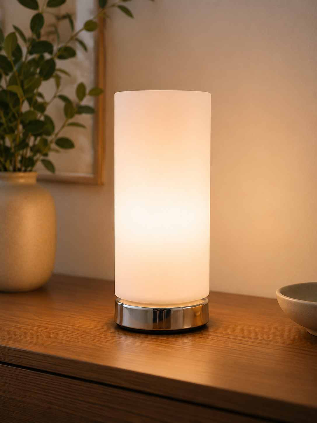 Chrome Touch Table Lamp Opal Frosted Glass