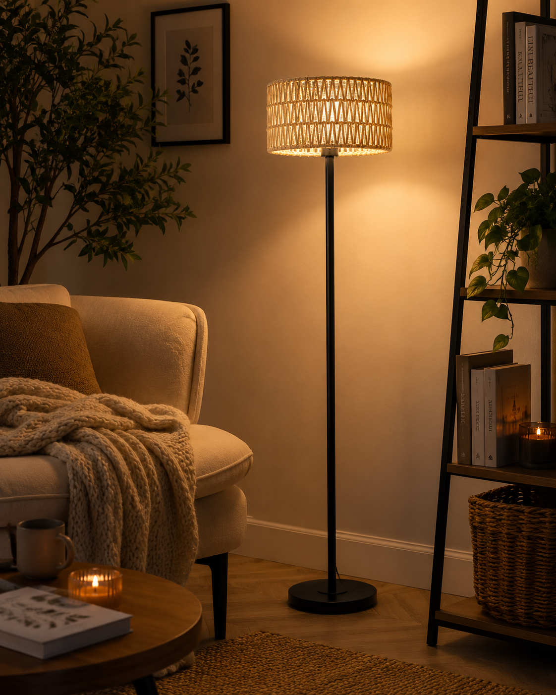 Rattan Boho Floor Lamp