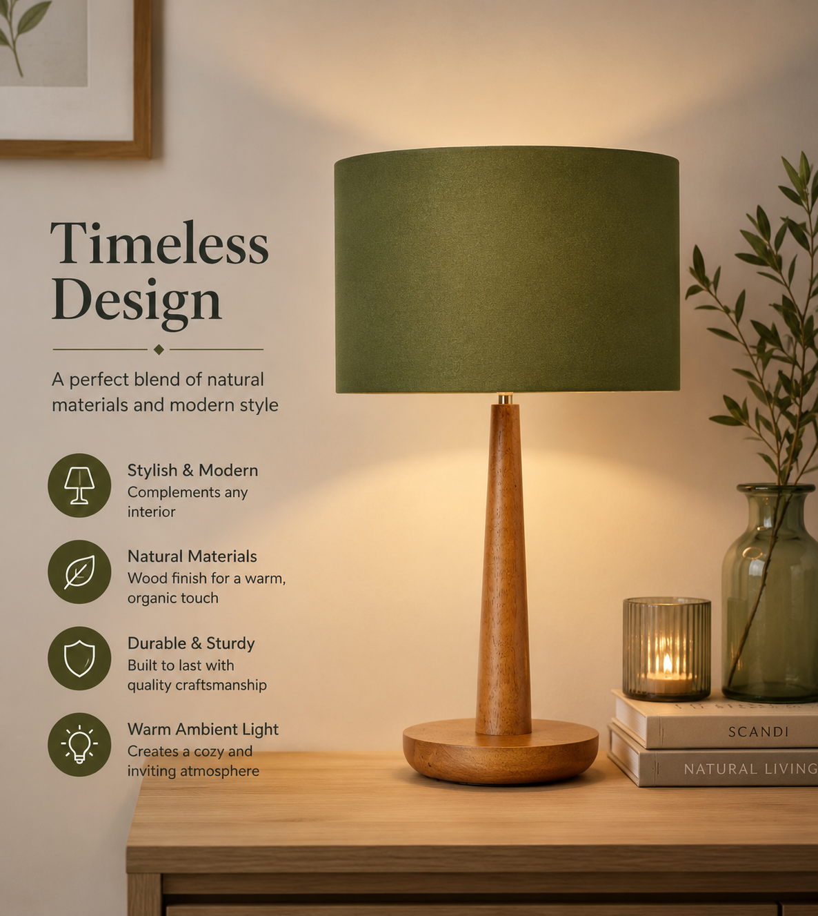 Walnut Wood Table Lamp