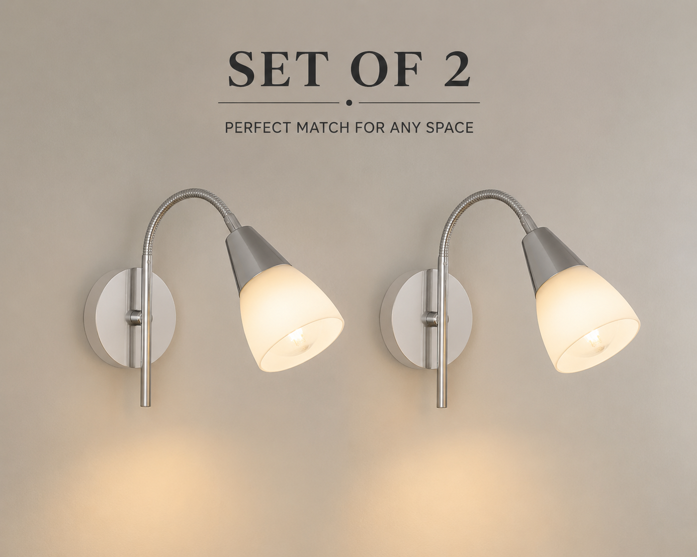 Pair Chrome Glass Wall Lights