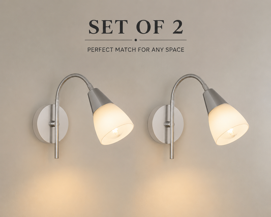 Pair Chrome Glass Wall Lights