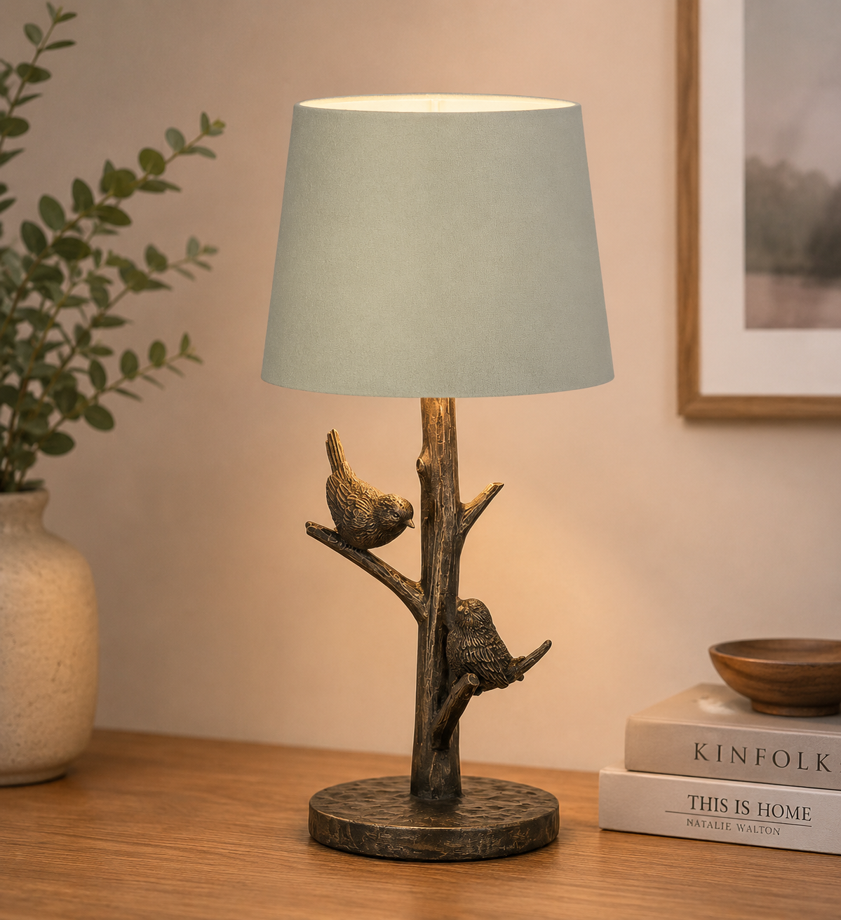 Bird Table Lamp Bronze Effect