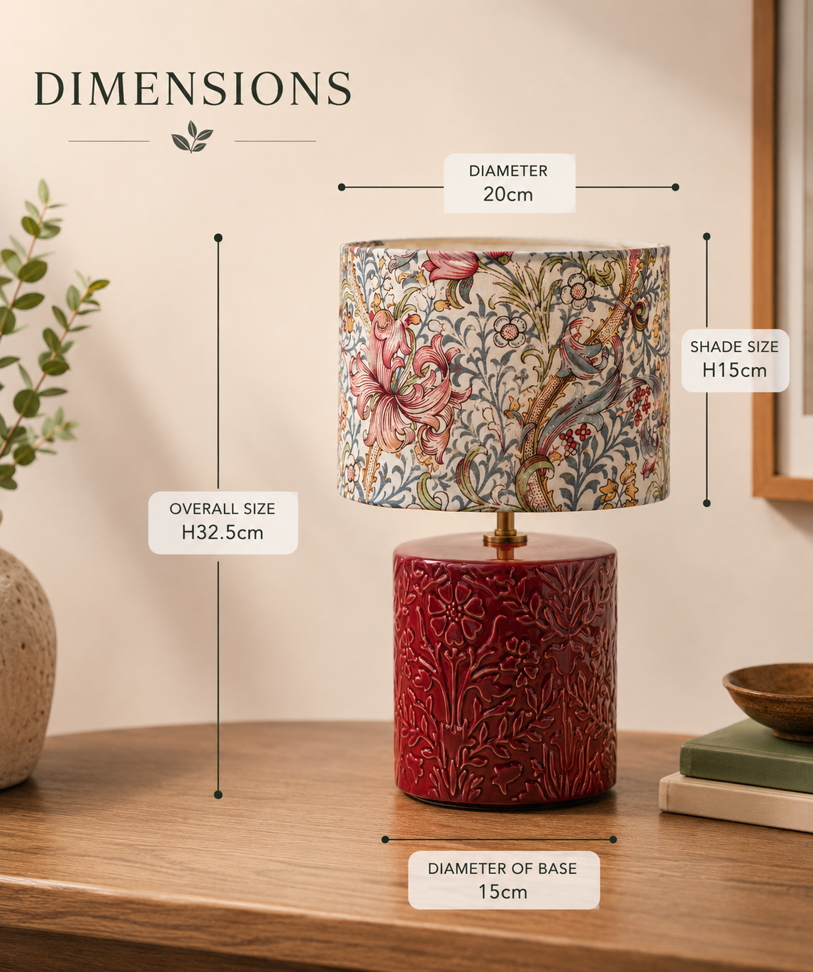 Golden Lily Ceramic Table Lamp Berry