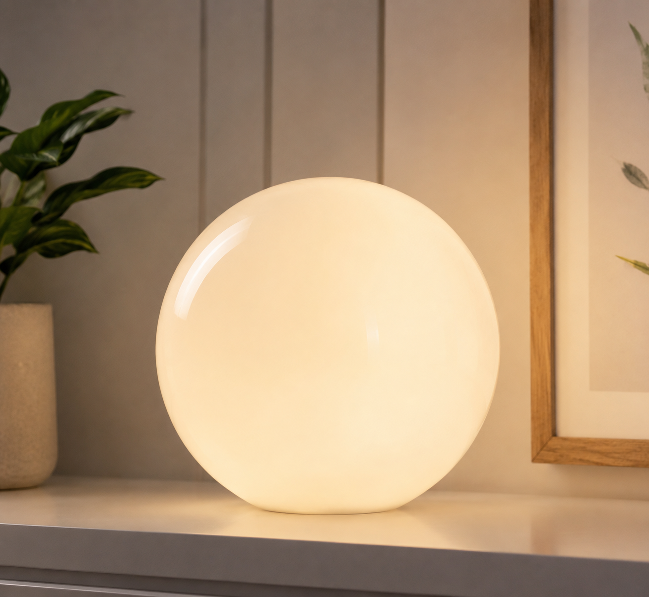 XL White Glass Globe Lamp