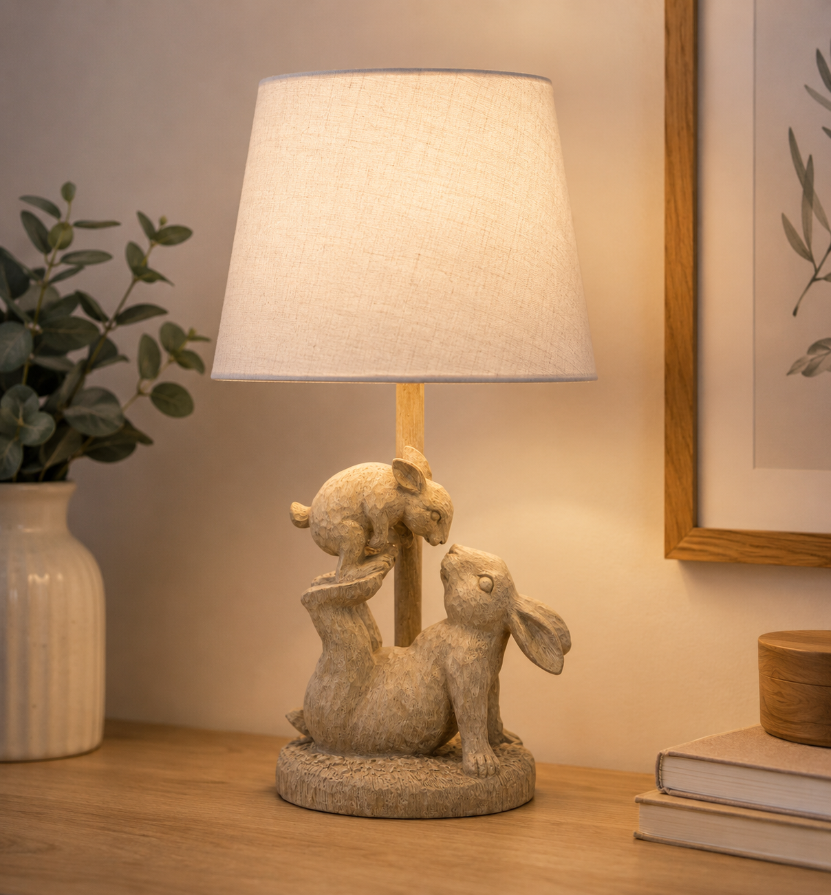 Mummy and Baby Bunny Table Lamp