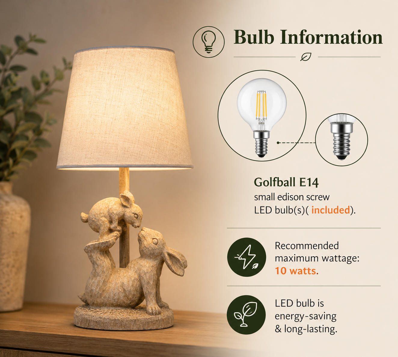 Mummy and Baby Bunny Table Lamp