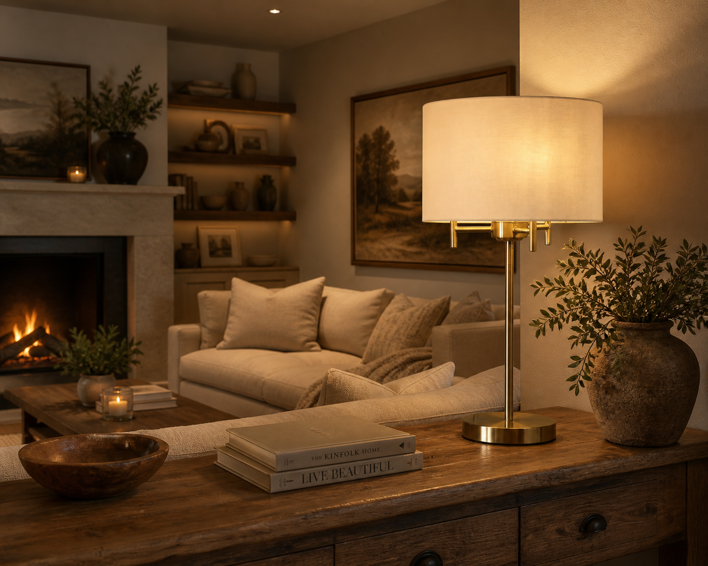Brass 3 Light Table Lamp