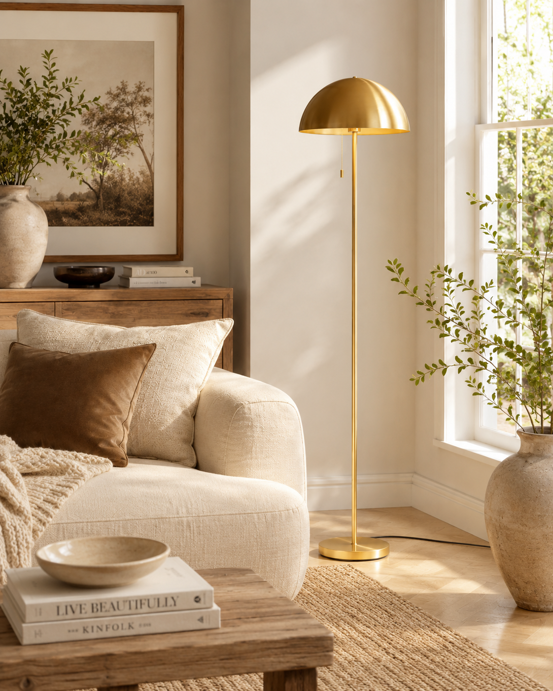 Mushroom Floor Lamp Brushed Brass