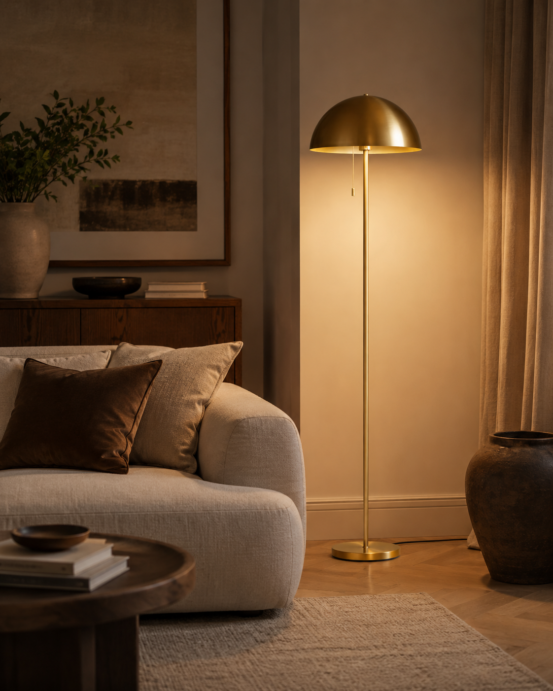 Mushroom Floor Lamp Brushed Brass