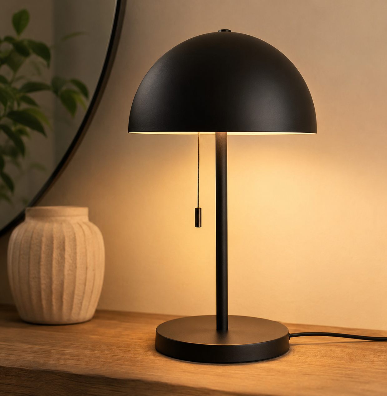 Mushroom Table Lamp Matt Black