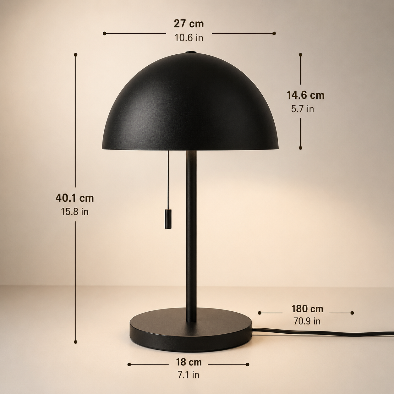 Mushroom Table Lamp Matt Black