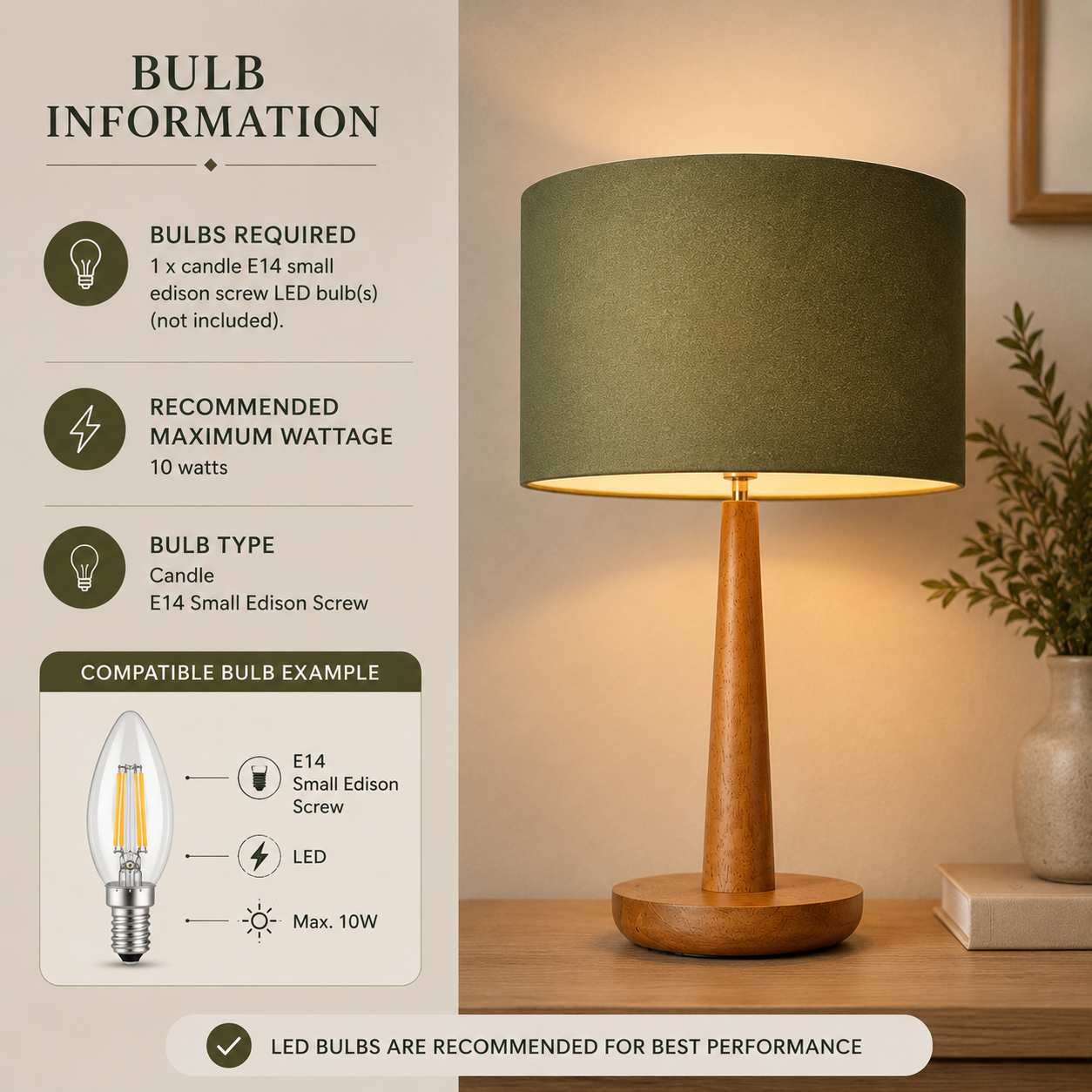 Walnut Wood Table Lamp