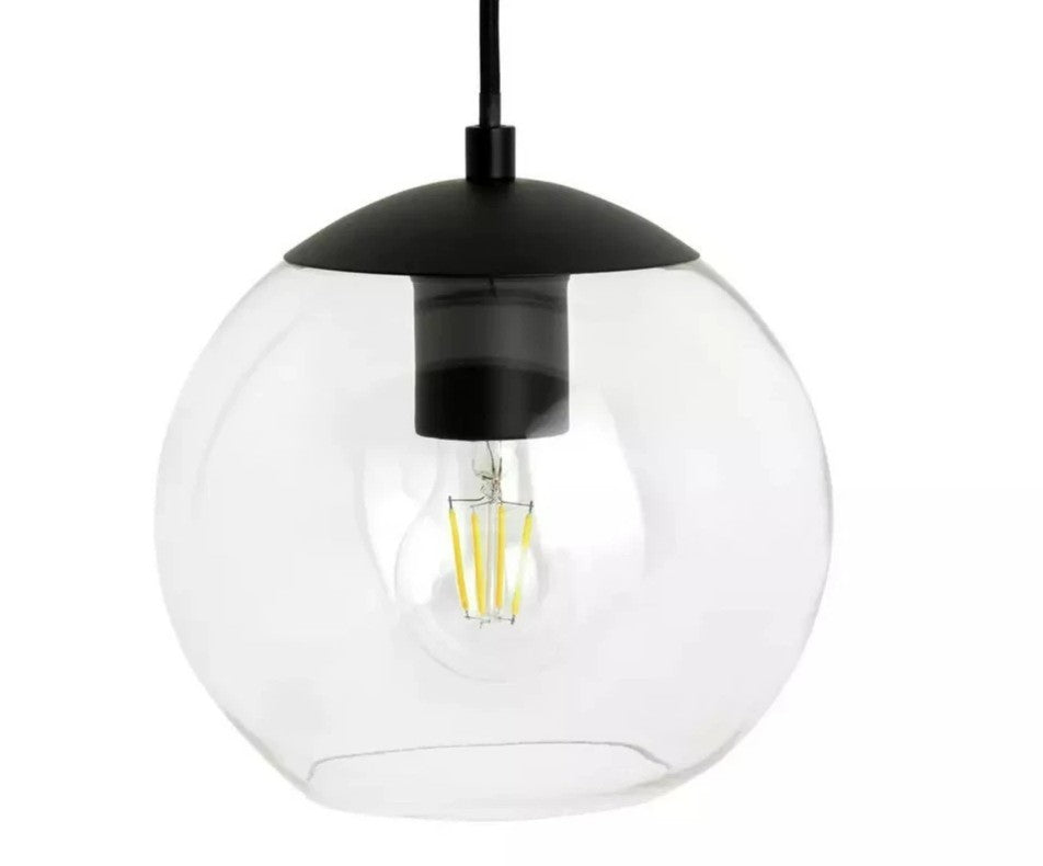 3 Light Bar Pendant Light Black Glass Ceiling Lamp