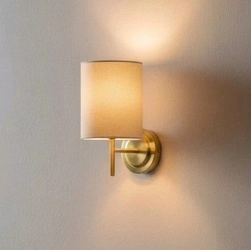 Candelabra Steel Wall Light, Brass & Natural