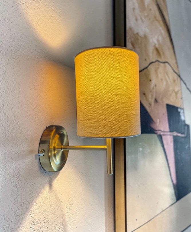 Candelabra Steel Wall Light, Brass & Natural